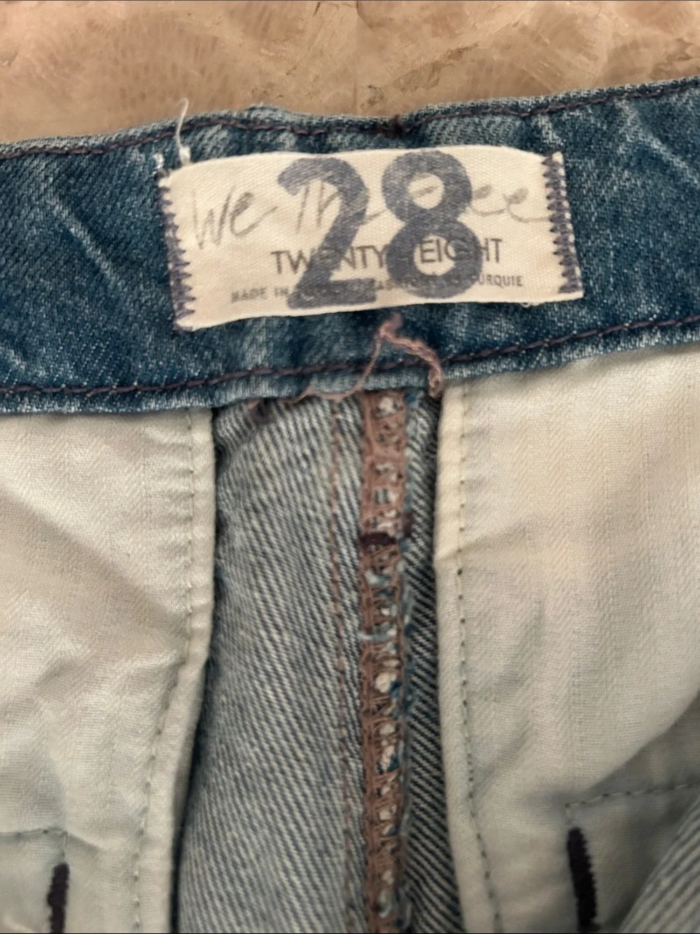 Free People Rory Slim Straight Jeans Seamed Button Pockets Tab Cuff Hems Size 28